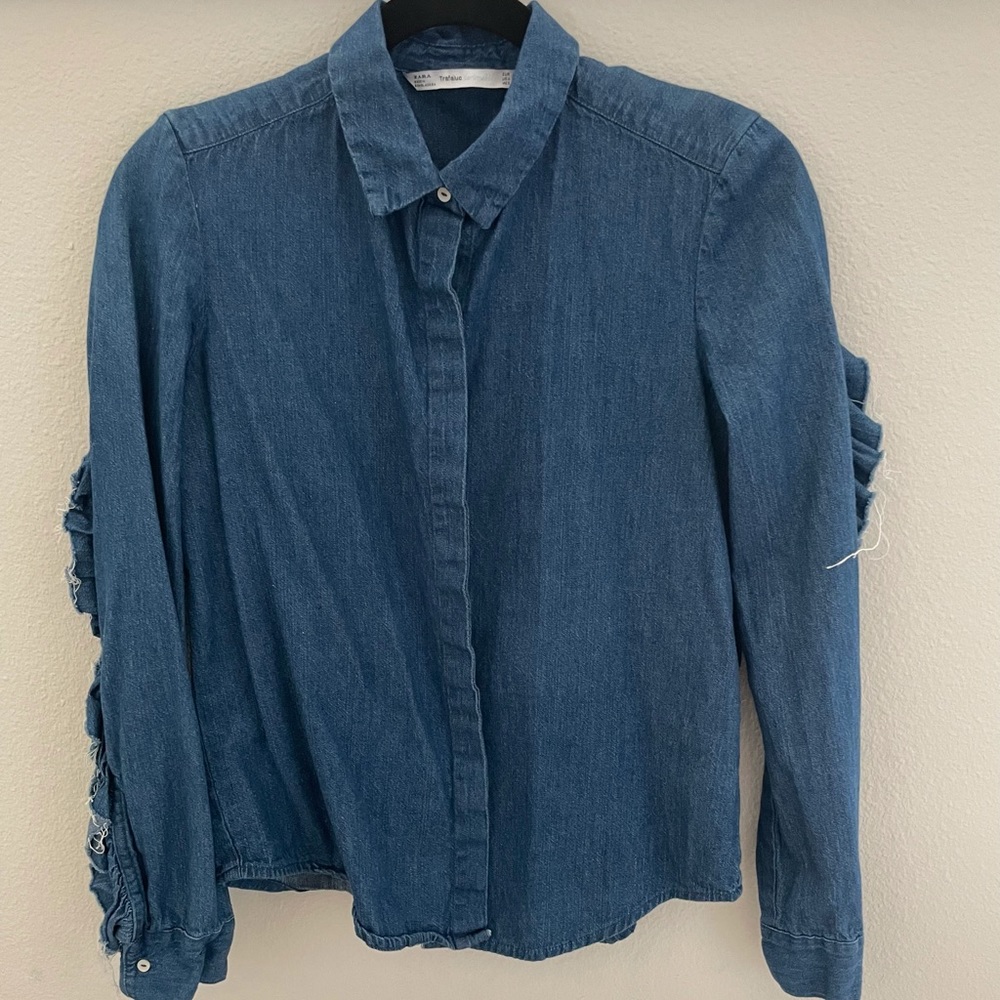 ZARA button down, ruffle back